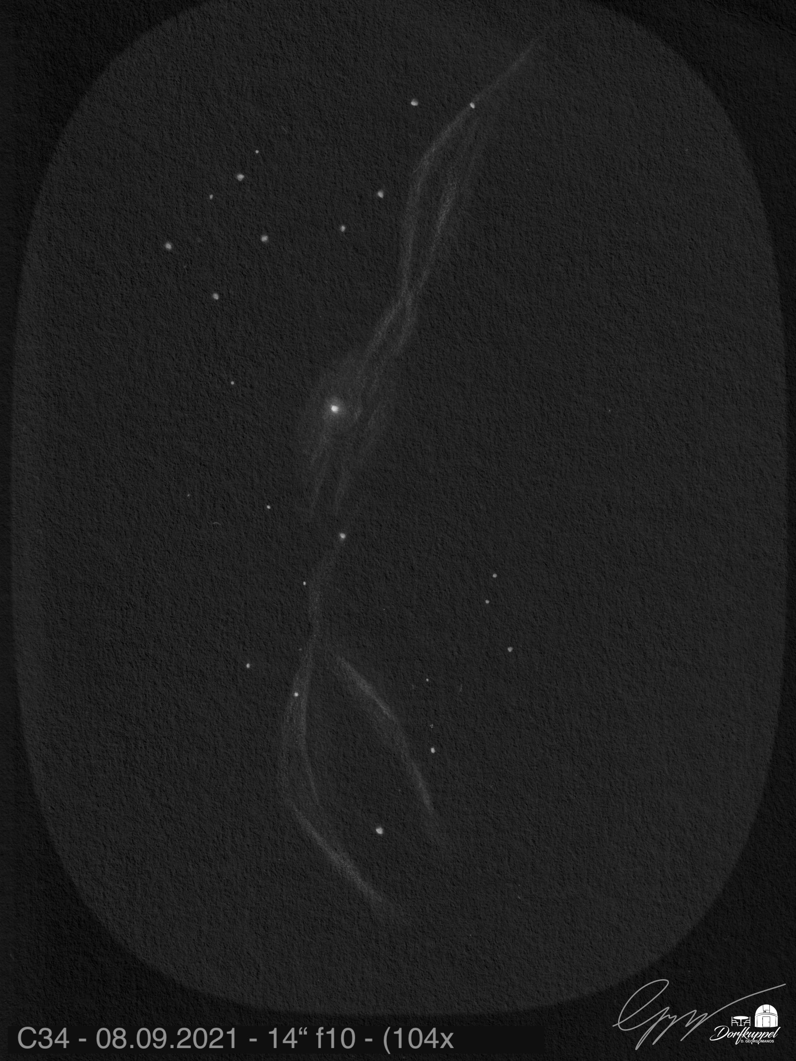 NGC 6960 vom 08.09.2021 (Zeichnung)
