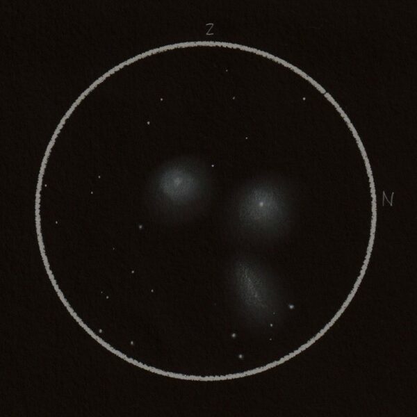 M 105 und NGC 3384/3389 vom 22.03.2022 (Zeichnung)