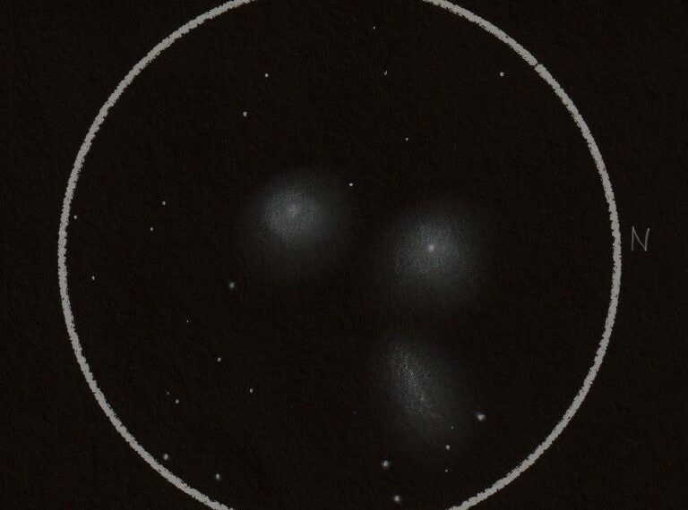 M 105 und NGC 3384/3389 vom 22.03.2022 (Zeichnung)