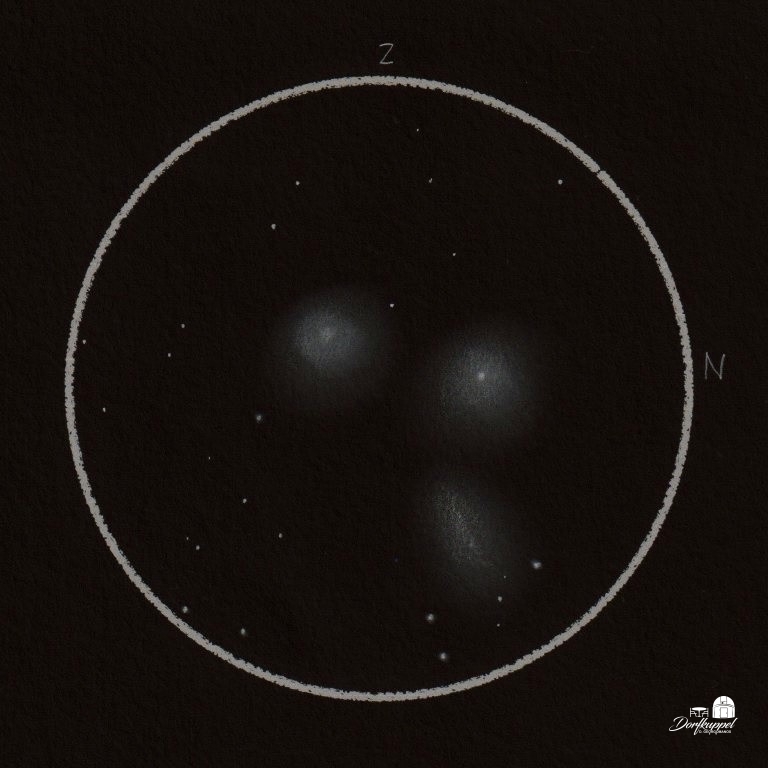 M 105 und NGC 3384/3389 vom 22.03.2022 (Zeichnung)