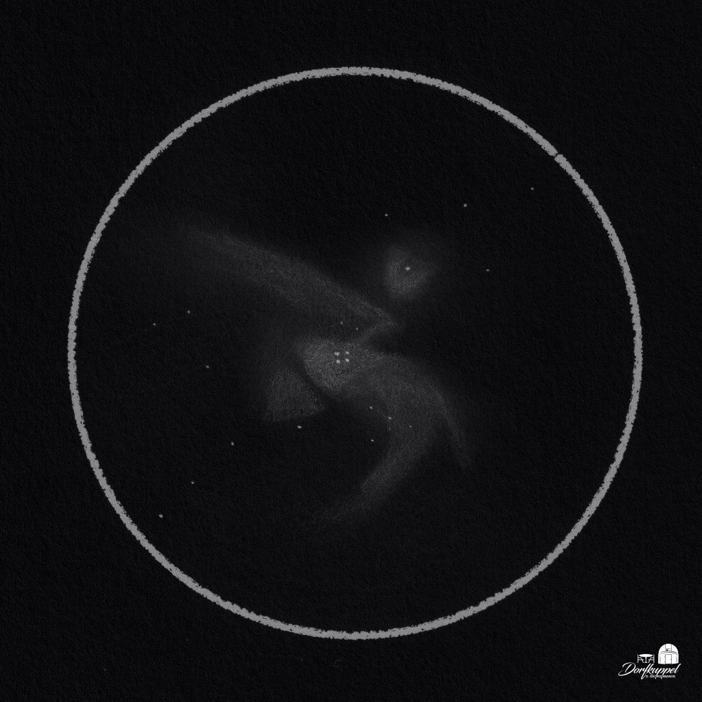 M 42/43 Orionnebel vom 06.01.2022 (Zeichnung)