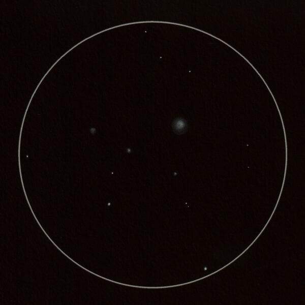 M 87 – Eine Galaxie der Superlativen (NGC 4476,4478 u. 4486) (Zeichnung)