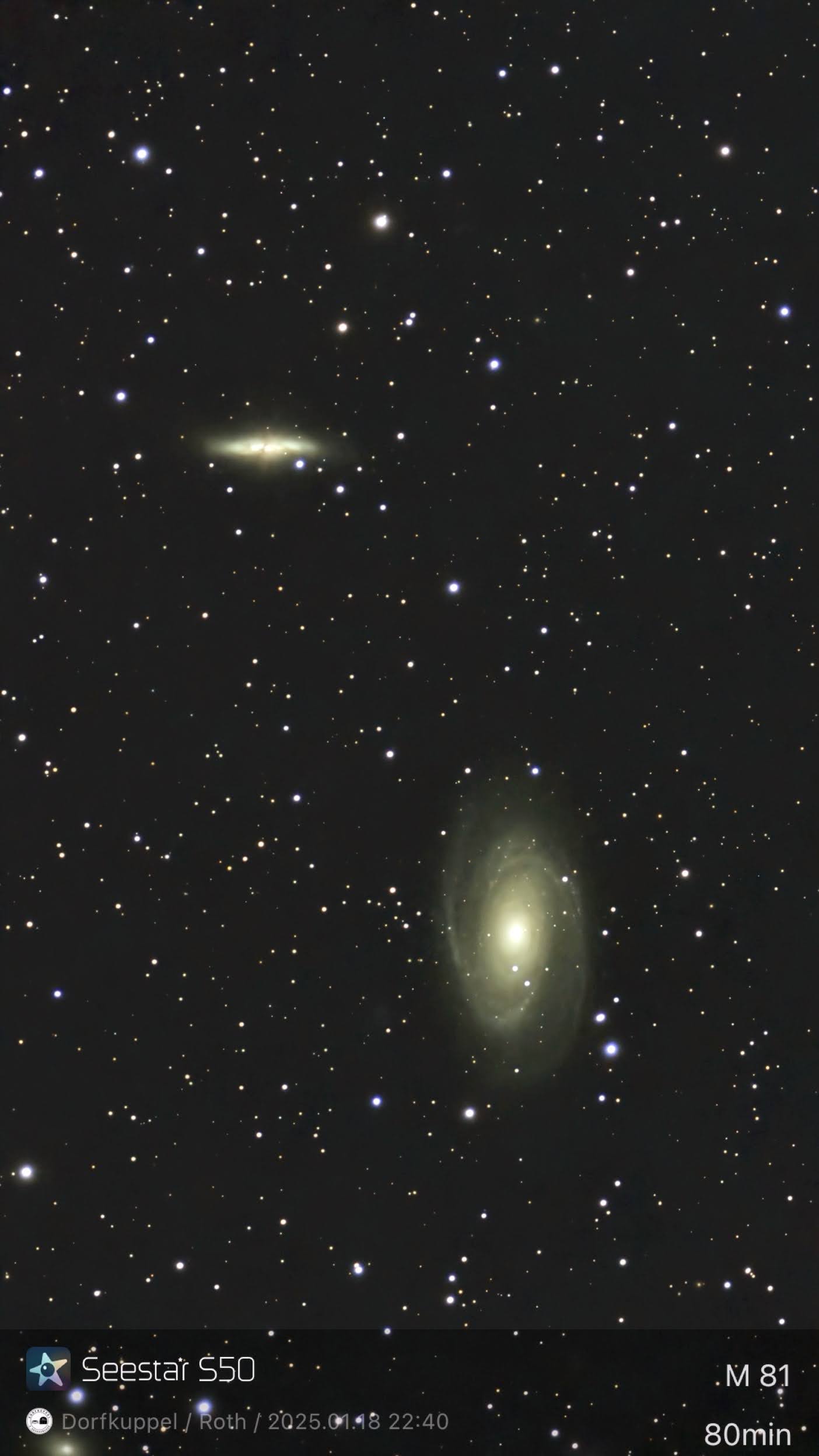 M 81 – Bodes und Zigarrengalaxie M82 (Seestar)